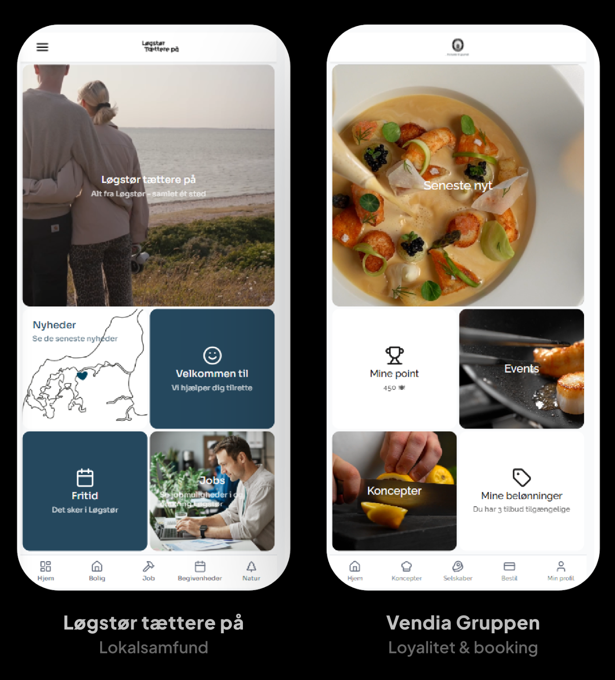 To Appli-app eksempler: Løgstør tættere på og Vendia Gruppen